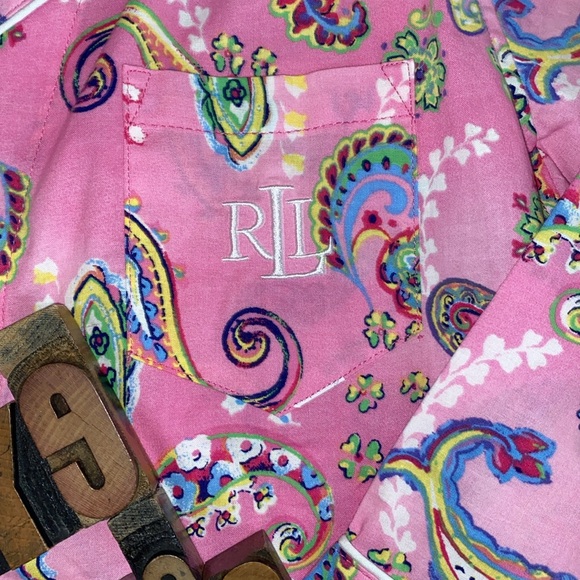 🏇LAUREN RALPH LAUREN MAN Tailored Pink Paisley Print Top ONLY - Picture 4 of 12